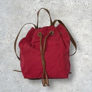 Seven Days Lifestyle & Dreams Red Fabric Drawstring Backpack‎ Pockets